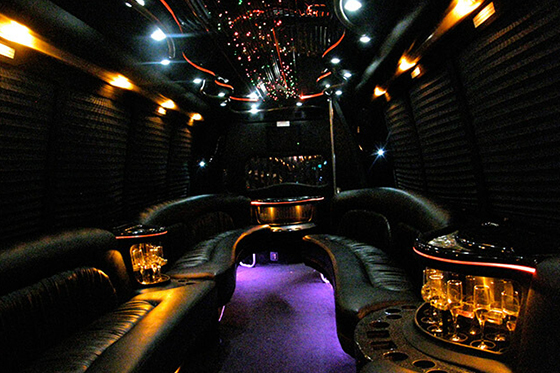 Inside limo buses